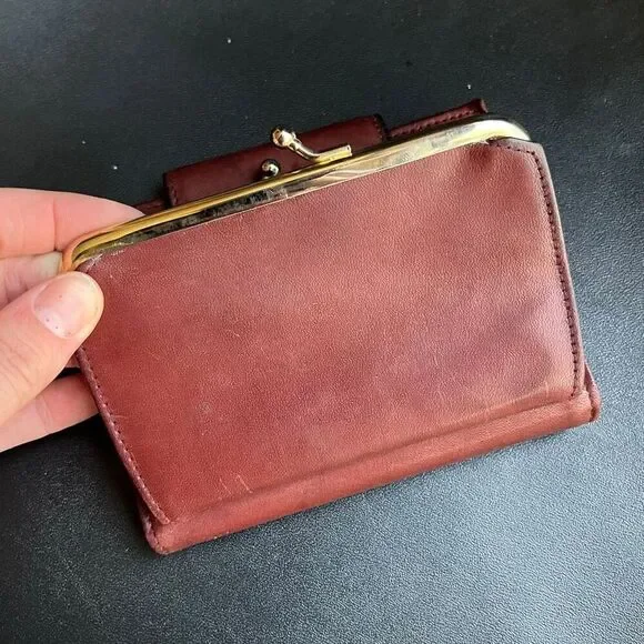 VTG Buxton Cowhide Wallet Snap & Kiss-Lock Change Pocket Brown 5"x4" - Picture 6 of 10